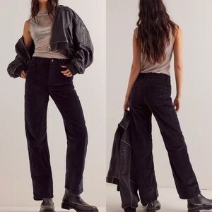 Free People We The Free Risk Taker Corduroy Pants Jet Black